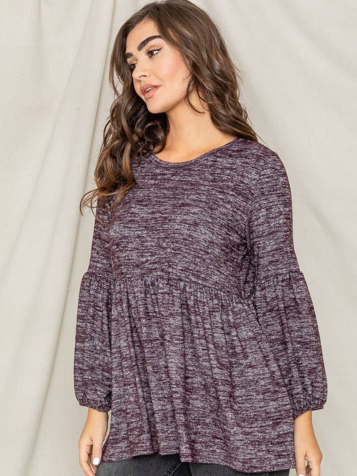 Plus Baby Doll Tunika mit Bishopärmeln für den Großhandel von EG fashion