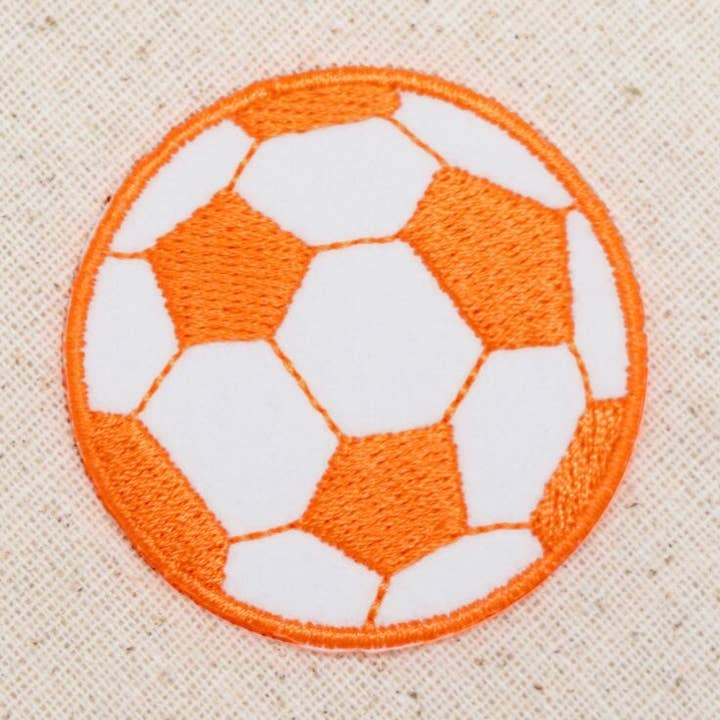 Soccer Ball,  2" - Neon Orange - Futebol - Embroidered Patch - Iron on Applique - 695290B for wholesale by Wholesale Applique