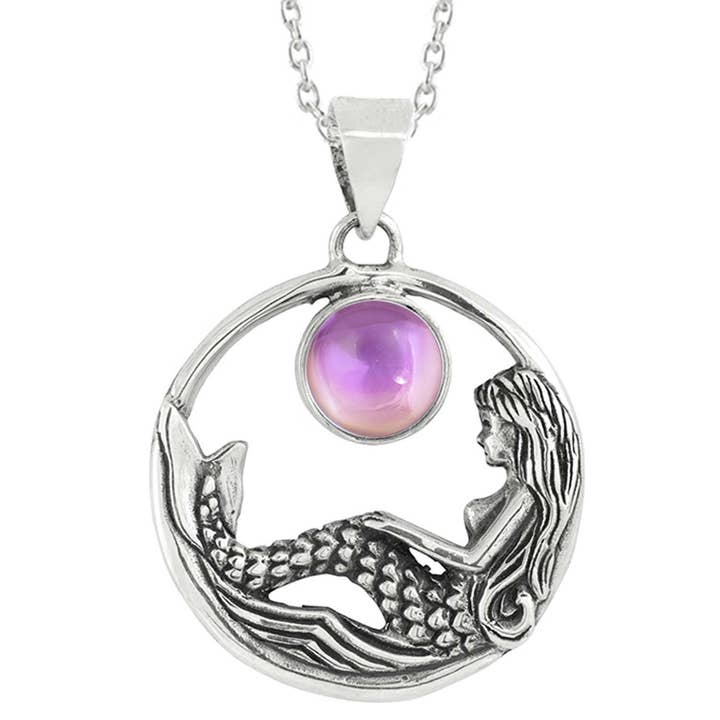 LeightWorks - Venta al por mayor Collares con colgantes/abalorios - Collar con colgante de sirena de plata de ley y cristal