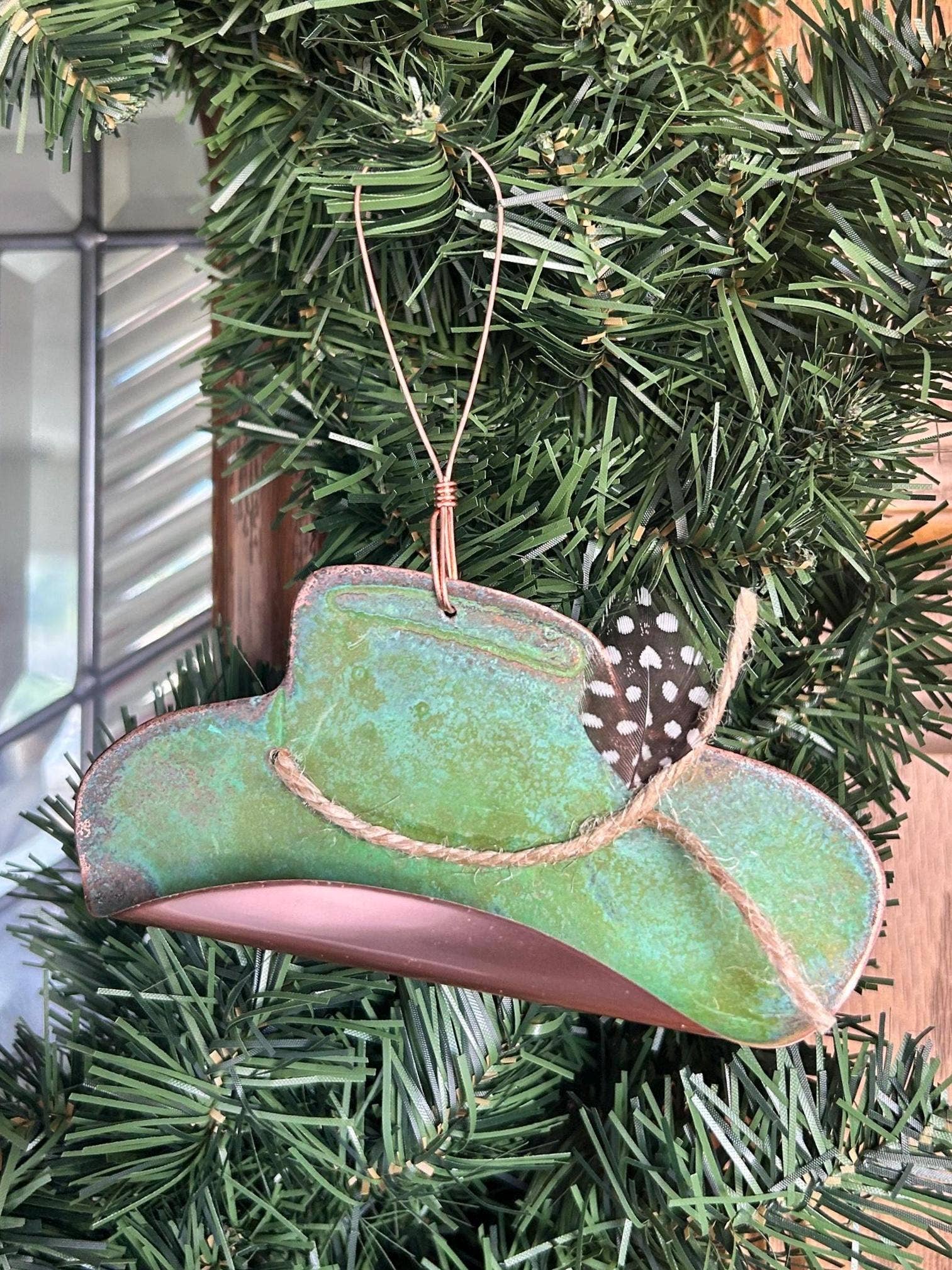 Dos Damas Designs – Großhandel Verzierung – Kupferner Cowboyhut-Weihnachtsschmuck4