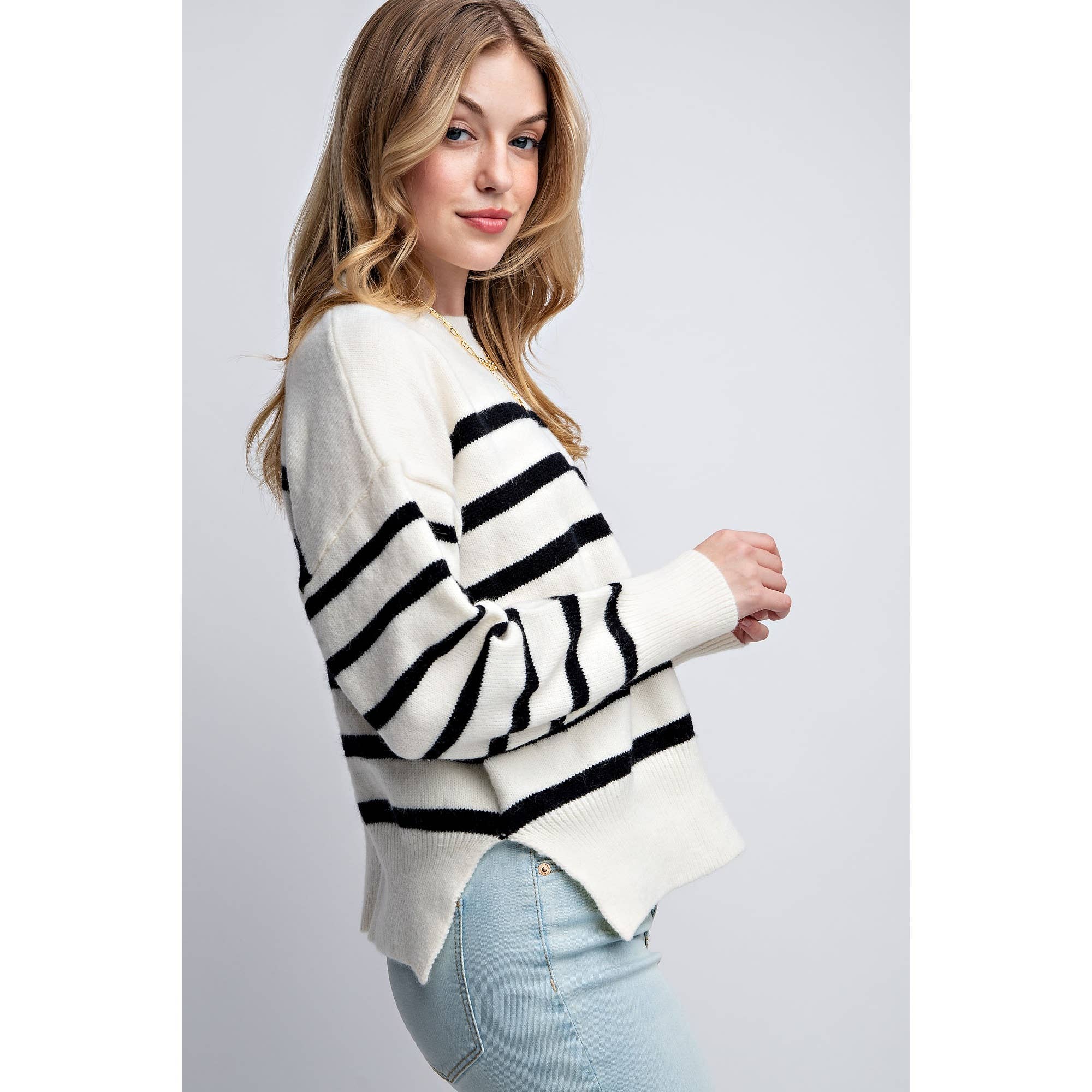 Sweet Generis - Wholesale Knit Sweater - Women's - CLASSIC STRIPE OVERSIZE PULLOVER9