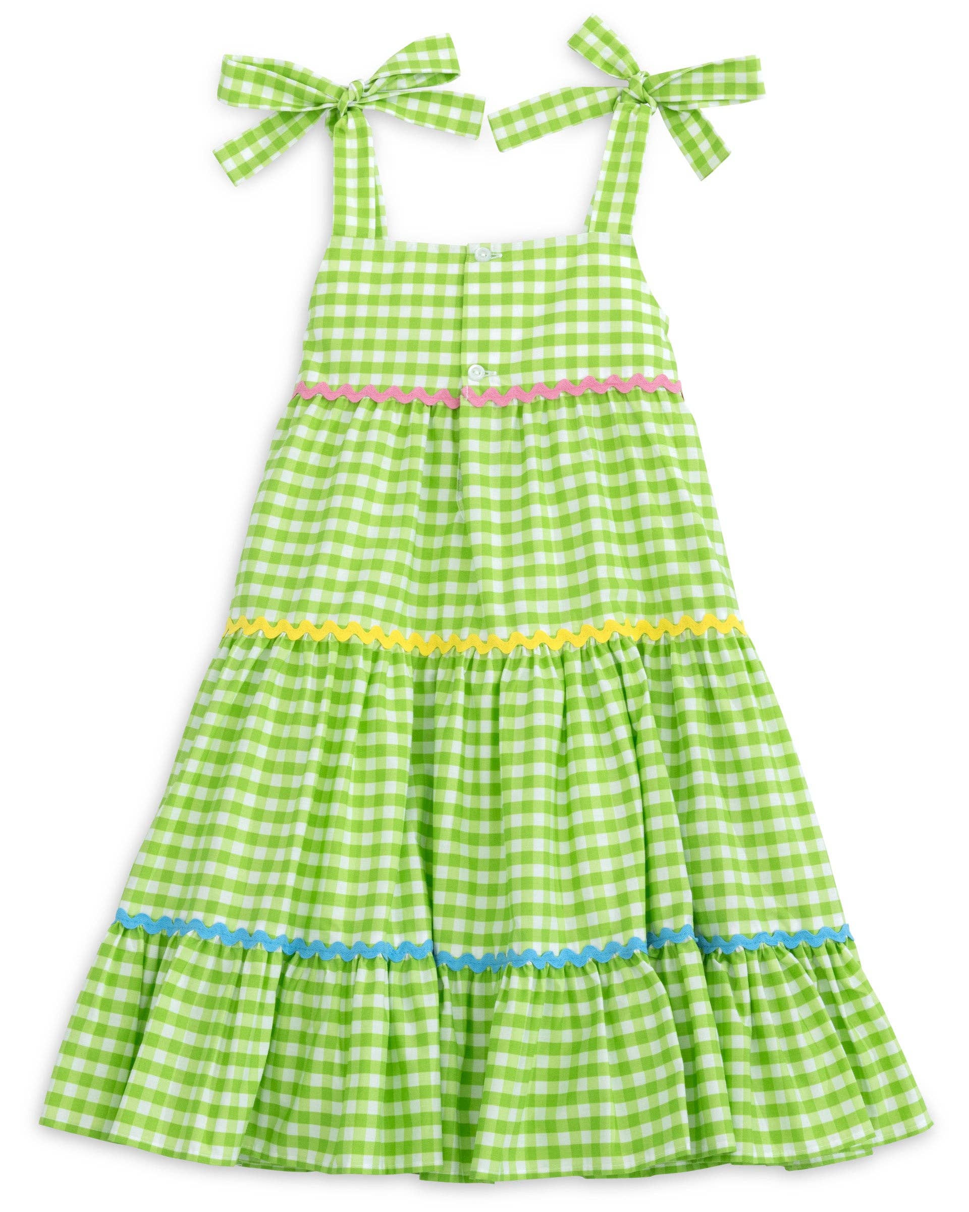 Posh Pickle - Vendita all'ingrosso Vestito - Bambini - Avanti! Abito a balze a quadretti da ragazza con spalle annodate14