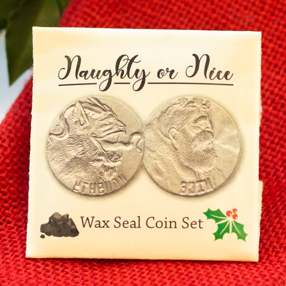 Naughty or Nice Wax Seal Coin Set - Krampus and Santa for wholesale by Shire Post Mint