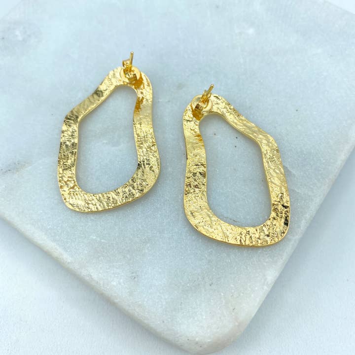 DIJU Jewelry – Großhandel Hoops – Mit 18 Karat Gold gefüllte ovale, strukturierte und unregelmäßige Ohrringe, moderne Ohrringe, Zubehör für die Schmuckherstellung im Großhandel