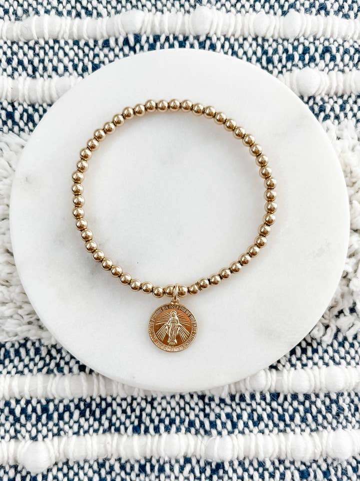 Gold Filled Bracelet with Small Miraculous Medal for wholesale by SundayBeadCo