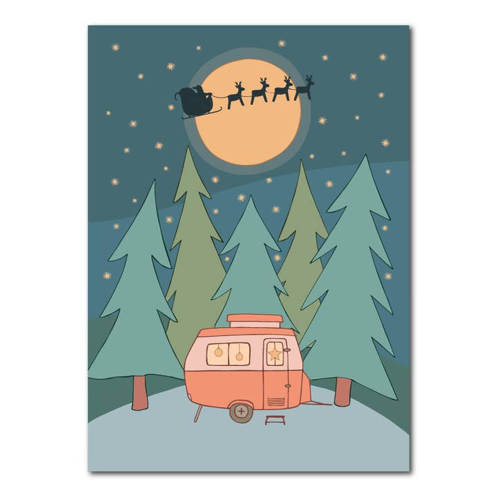 Studio Kvinna - Wholesale Christmas Card - Caravan with Santa Claus | Christmas card