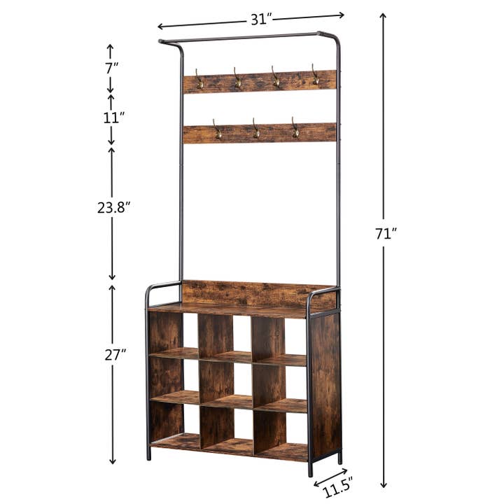 39F Inc. - Wholesale Coat Rack - Coat Rack, Hall Tree with Shoe Rack for Entryway