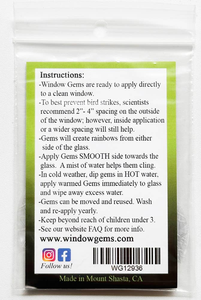 Window Gems - Wholesale Suncatcher - Dots Window Clings - Bird Strike Decals - Prismatic5