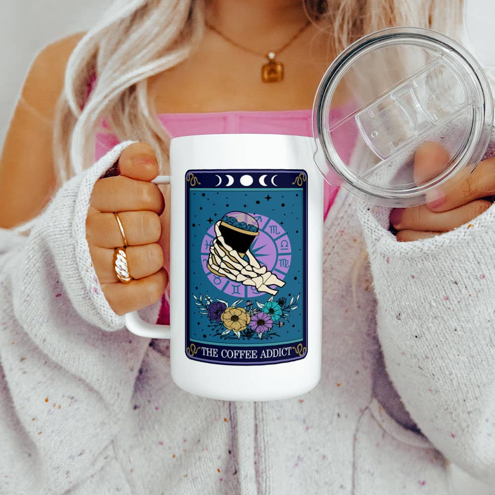 Loftipop - Wholesale Insulated Mug/Tumbler - The Coffee Addict Tarot Card Travel Mug, Occult Mystic Gifts5