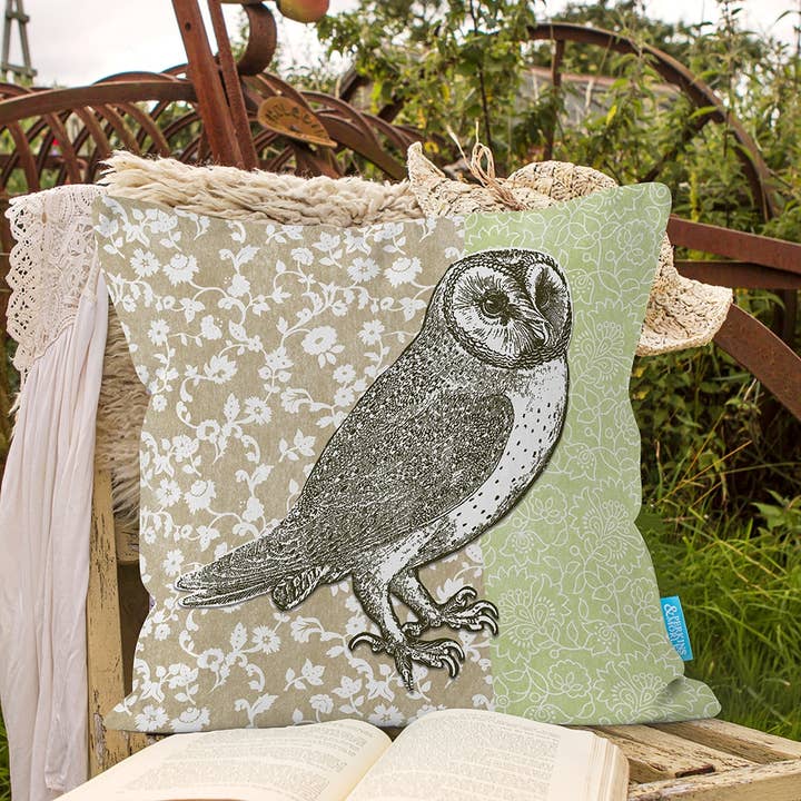 Barn Owl Cushion | Bete Decor for wholesale by Perkins & Morley