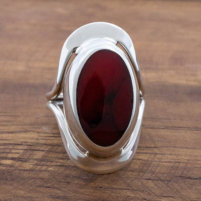 Oval Frame Ring with Red Jasper for wholesale on Faire