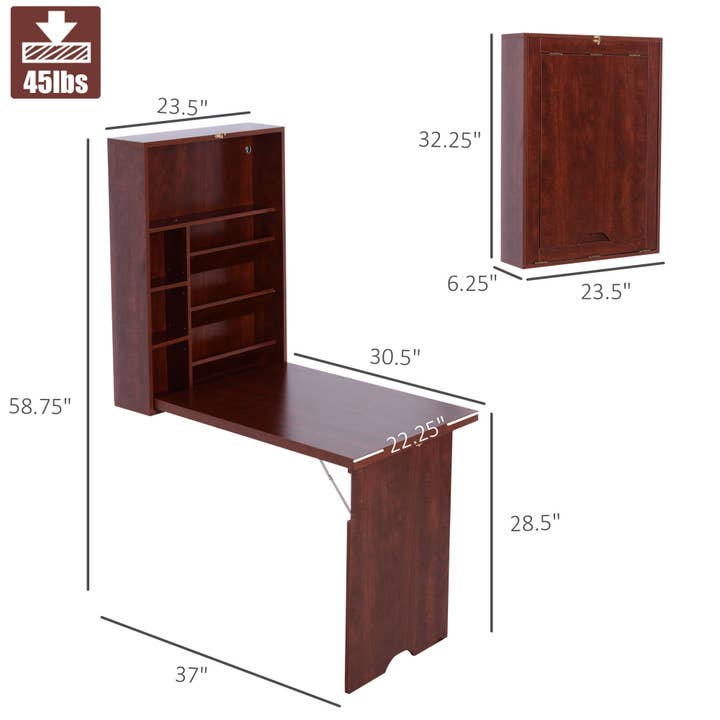 39F Inc. - Wholesale Desk Set - Wall-Mounted Folding Desk with Storage Shelves, Space-Saving2