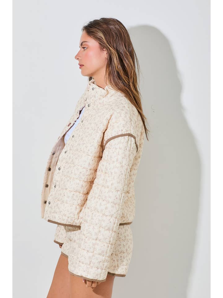 Baevely by Wellmade USA - Wholesale Puffer Jacket - Women's - FLORAL PRINTED JACKET