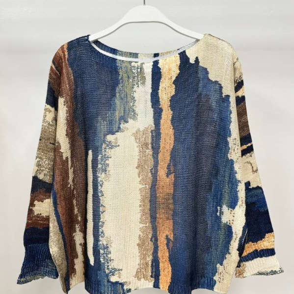 PULL EN MAILLE IMPRIMÉ BOIS FLOTTÉ (9066-BOIS FLOTTÉ) pour la vente par VENTI6