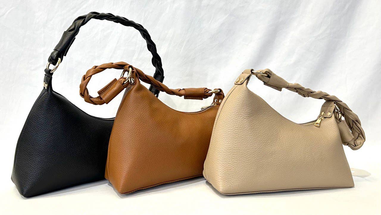 JIJOU CAPRI - Vendita all'ingrosso Tracolla - Donna - Borsa in pelle italiana asimmetrica con tracolla intrecciata 2115