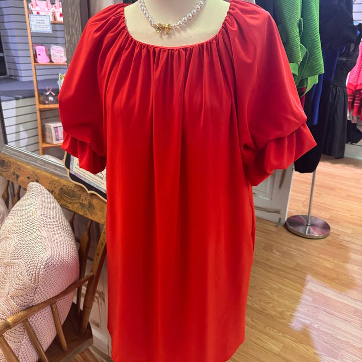 Peach Skin Mini Dress - Red for wholesale by FARMASI & Just Believe Boutique Wholesale