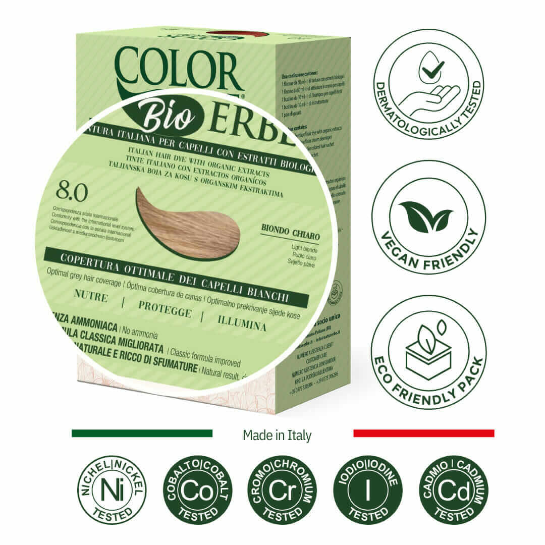 COLOR ERBE - Wholesale Hair Dye - Color Erbe Estr. Dye Bio Light Blonde (8.0) - Made in Italy1