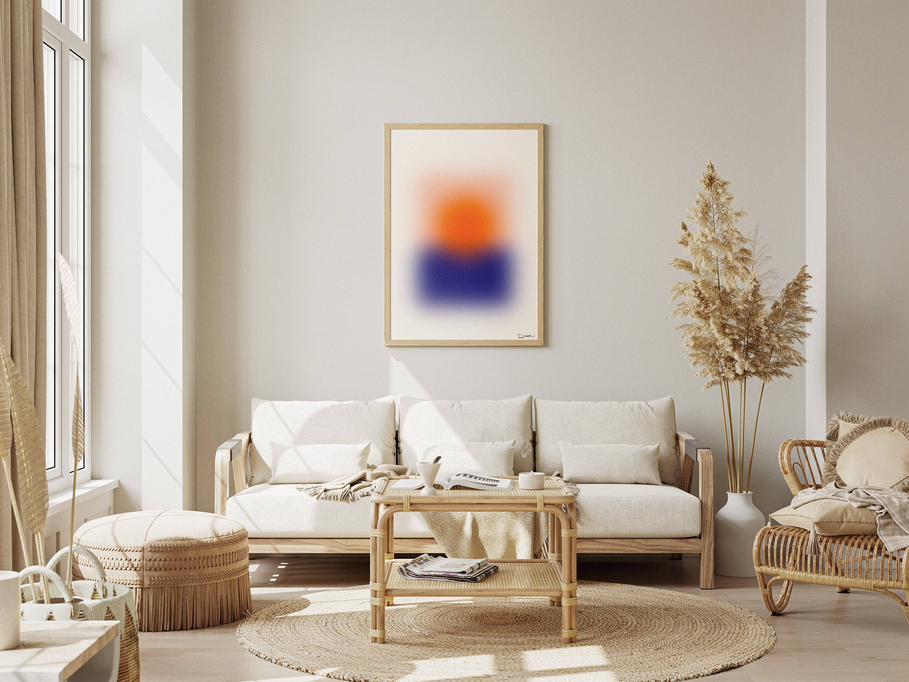 Holydirtstudio.com - Wholesale Art Print - Blurred Horizon, Abstract Blurred Sunset Poster, Modern Art, Orange Sun & Blue Horizon4