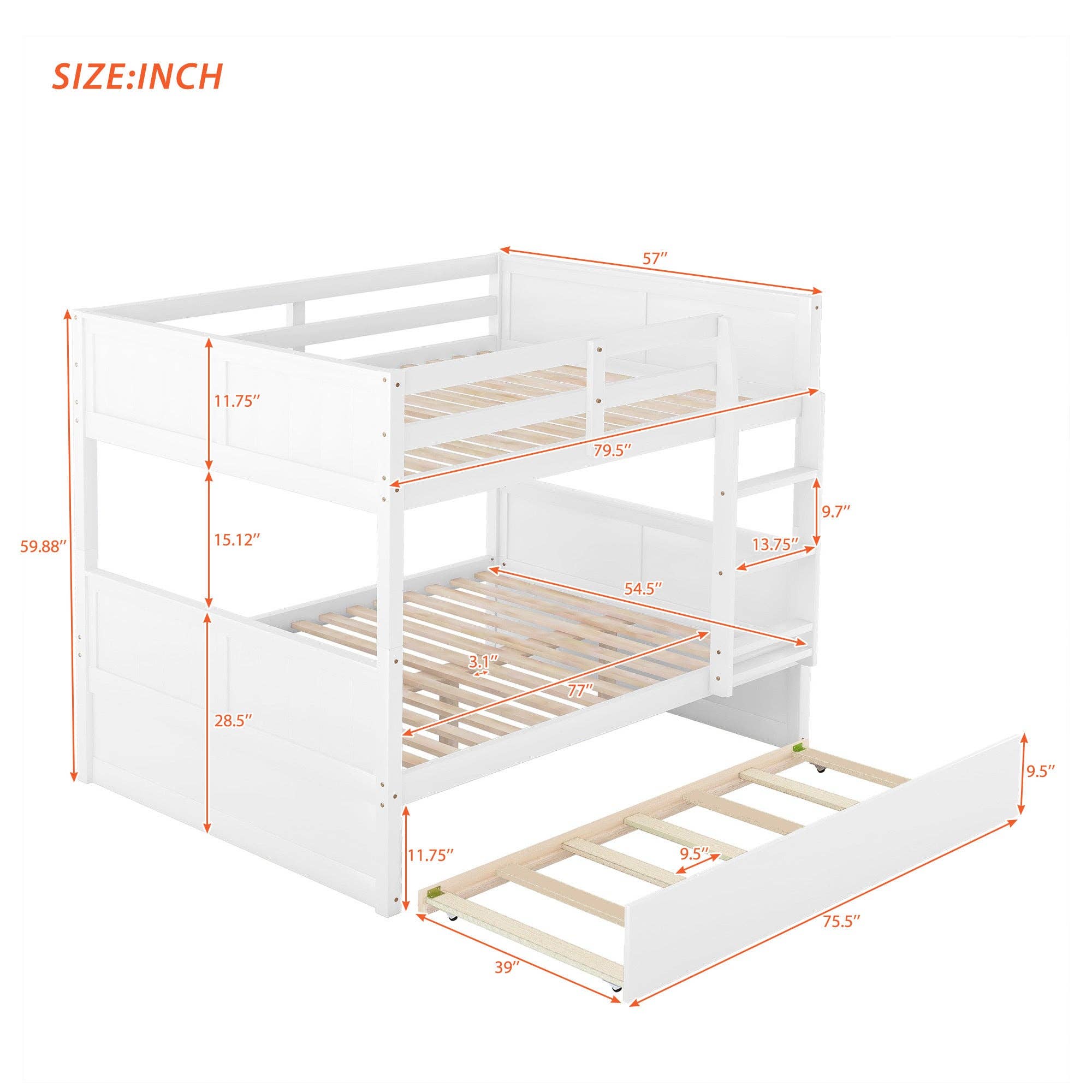 VTNG50 - Wholesale Bed - Full Over Full Bunk Bed with Twin Size Trundle, White12