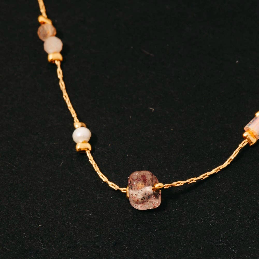 Anarchy Street - Wholesale Link & Chain Necklace - Pearl And Chip Stone Station Beads Chain Necklace2