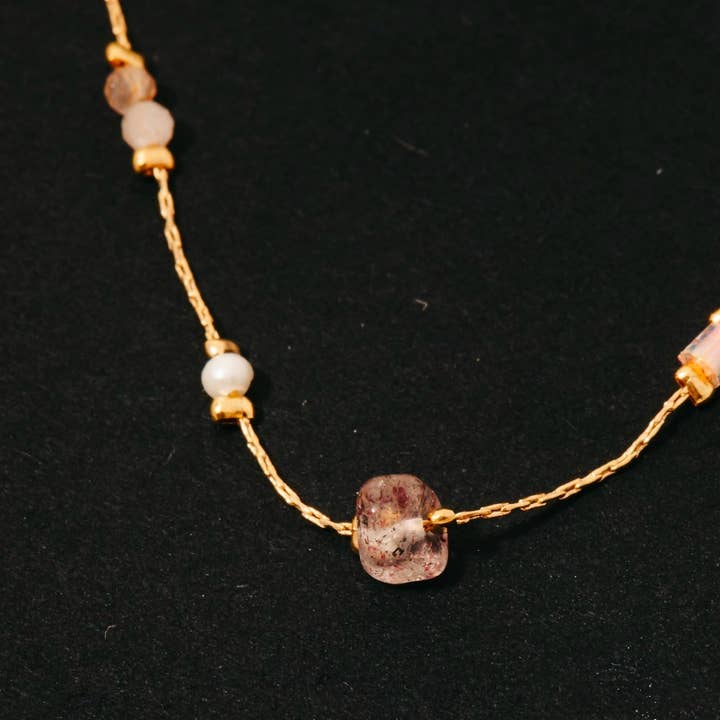 Anarchy Street - Wholesale Link & Chain Necklace - Pearl And Chip Stone Station Beads Chain Necklace2