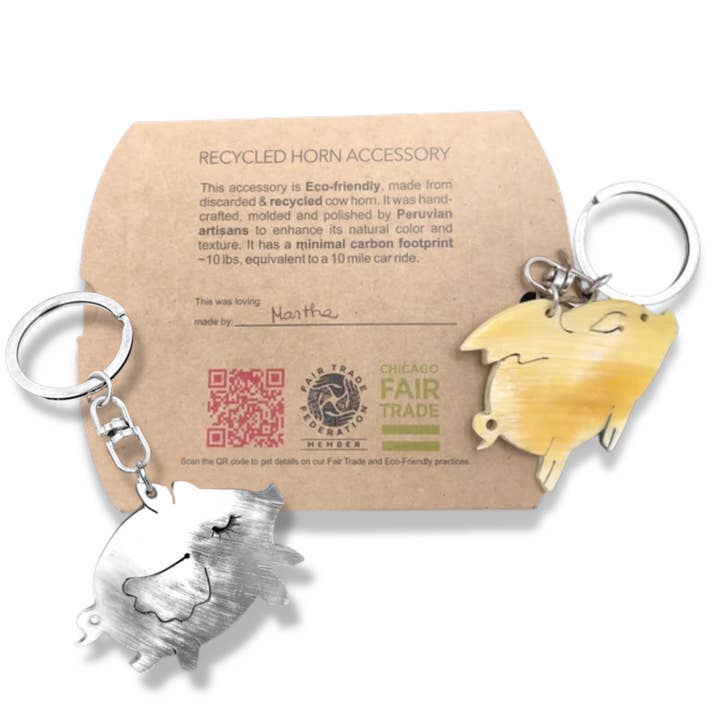 Llavero cerdo volador cuerno reciclado para venta al por mayor de Blossom Inspirations