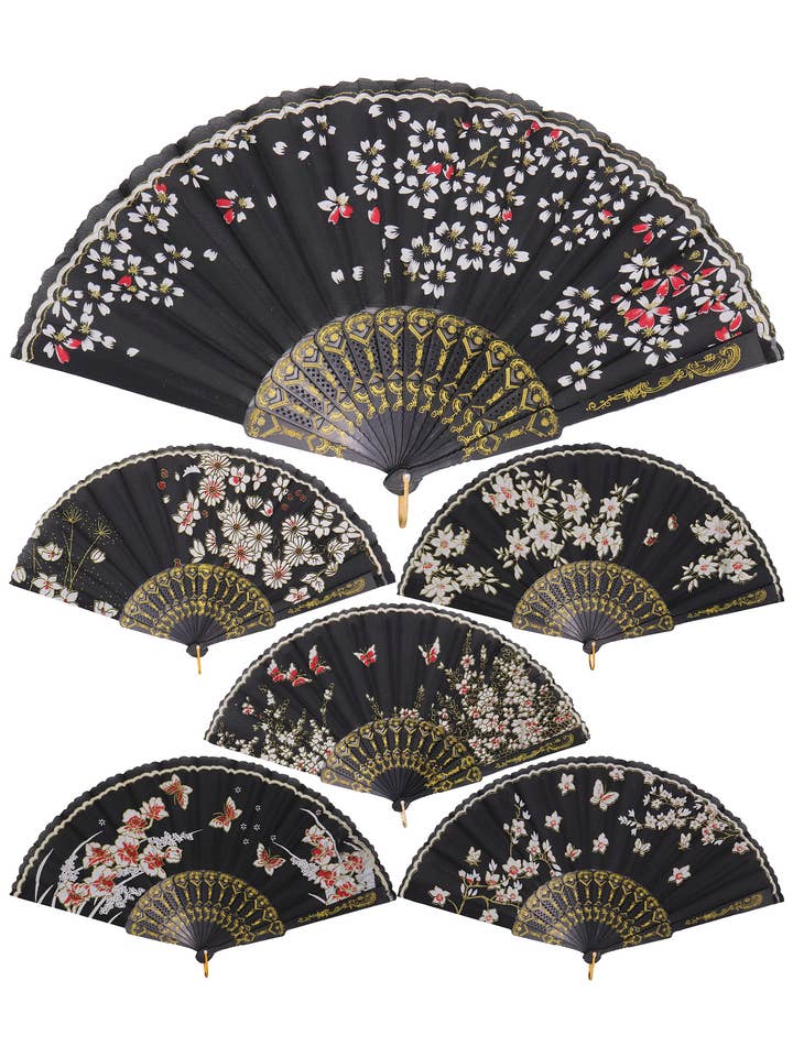 Butterfly Floral Gauzy Hand-held Folding Fan for wholesale by Cap Zone