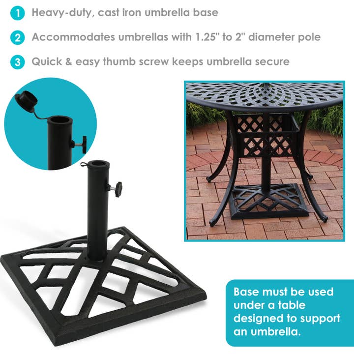 Sunnydaze Decor - Wholesale Patio Umbrella - Sunnydaze Modern Geometric Cast Iron Patio Umbrella Base