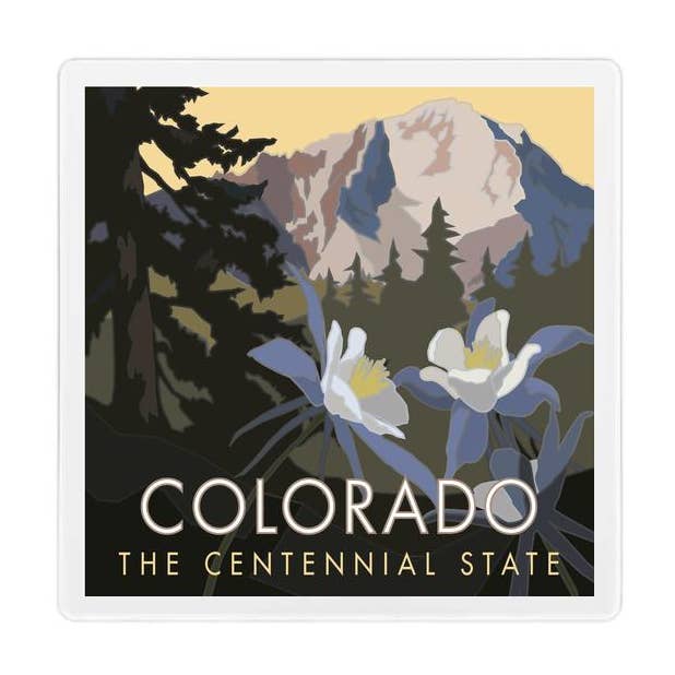 Colorado - The Centennial State - 4" x 4" Coaster for wholesale by Travel Posters by M&W Design Co