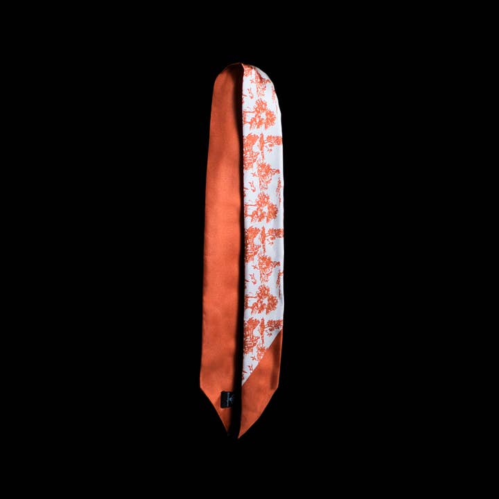 Malibu & Beyond Co /LENNOX MODE - Vendita all'ingrosso Sciarpa - Donna - Piccola e iconica sciarpa lunga sottile Twilly in seta con stampa toile14