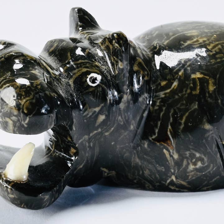 Marble Hippo Mouth Open 3" for wholesale by SS handcrafted Art