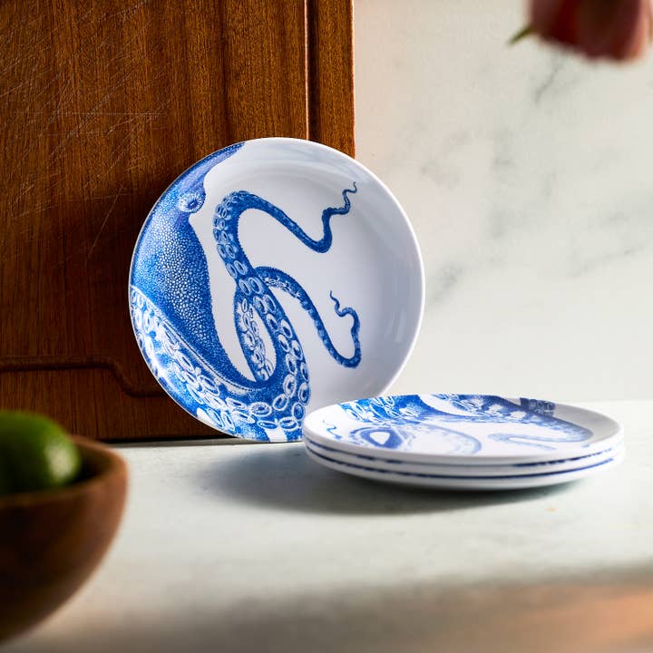 Caskata - Wholesale Dinner Plate - Lucy the Octopus Melamine Small Plates, Set of 4