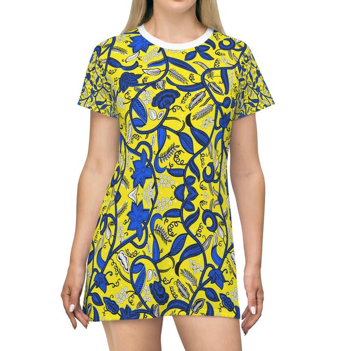 Zomerse T-shirtjurk met abstracte bloemenprint en Ankara-print voor wholesale door GiftJunkie