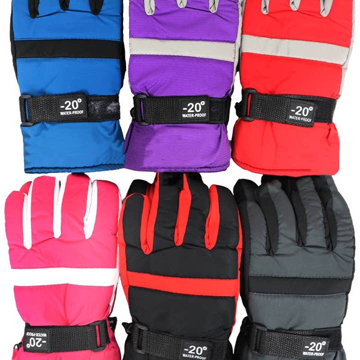 ASSORTED Youths Racer Heavy Duty Waterproof Snow Ski Gloves for wholesale on Faire0