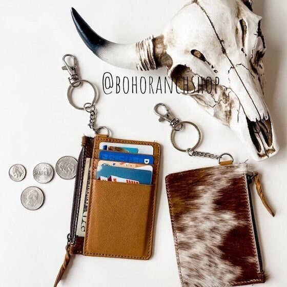 Boho Ranch Shop - Wholesale Wallet - Women's - Western Cowhide Leather Keychain Wallet