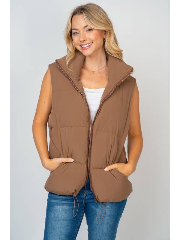 White Birch - Wholesale Outerwear Vest - Women's - T24948 Sleeveless Solid Woven Puffer Vest11