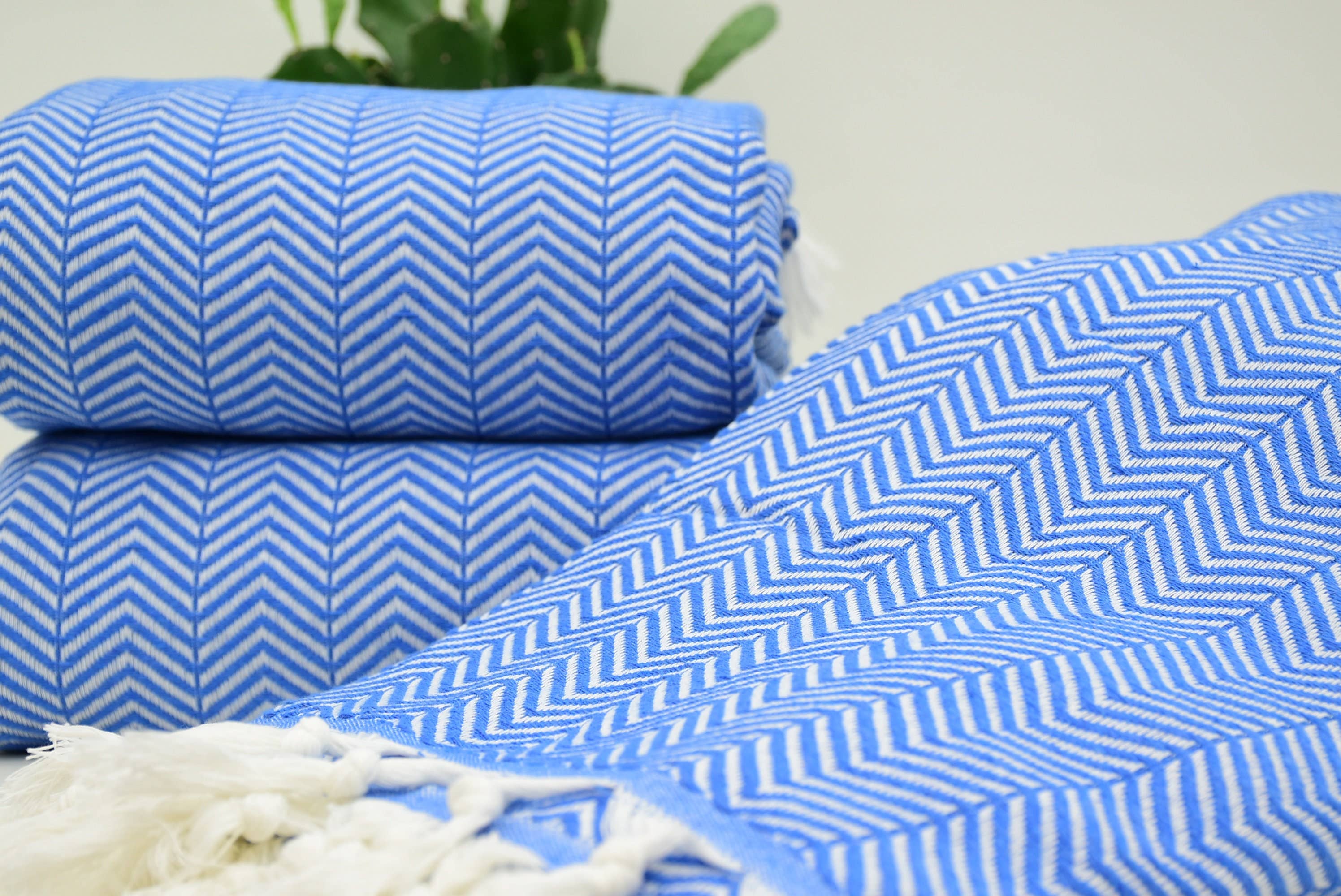 Organic Turkish Towels – wholesale Throw blanket – Ultrasoft Blanket Towel, Blue Herringbone Blanket0