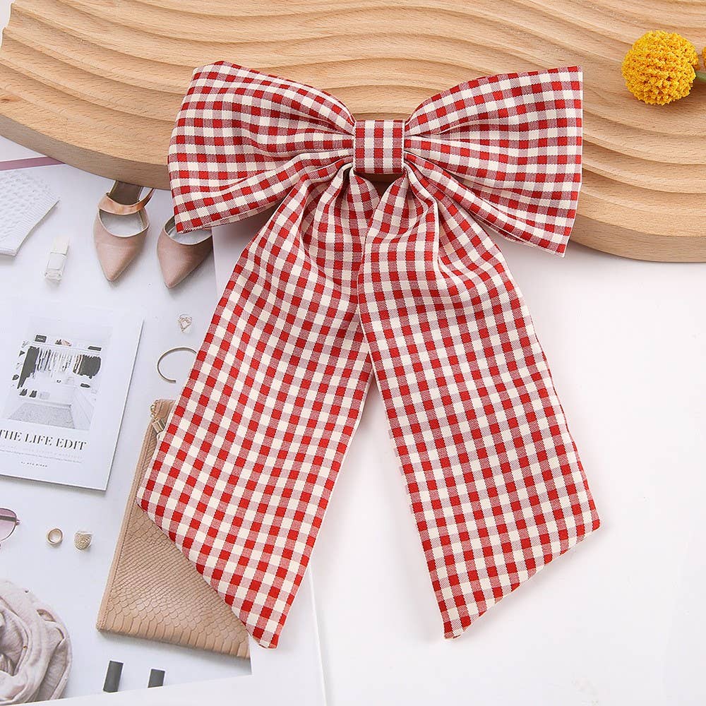 MKS America - Wholesale Hair Clip - Women's - Sweet Plaid Bow Hair Clips0