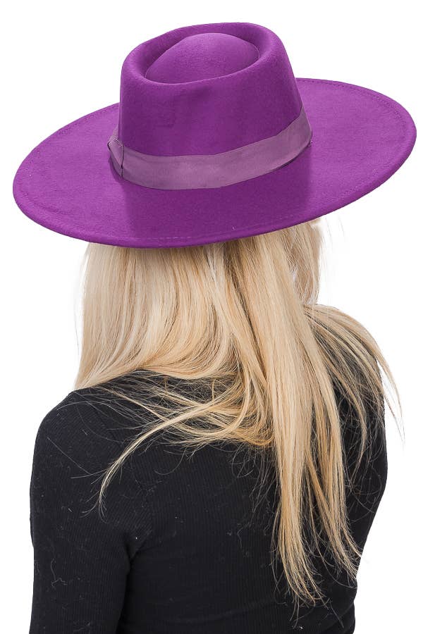 Cap Zone – wholesale Fedora - Dam – Wide Brim Bolero Faux Filt Pork Pie Crown Hat45