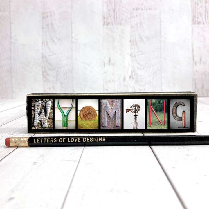 Wyoming Gifts, Wyoming Decor, Wyoming Sign, Art Travel Gifts for wholesale by Letters Of Love Designs