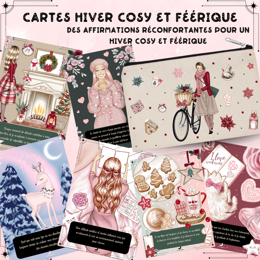 Les Moonettes - Venta al por mayor Cartas del tarot - Cartas de afirmaciones positivas para invierno acogedor (32 cartas)7