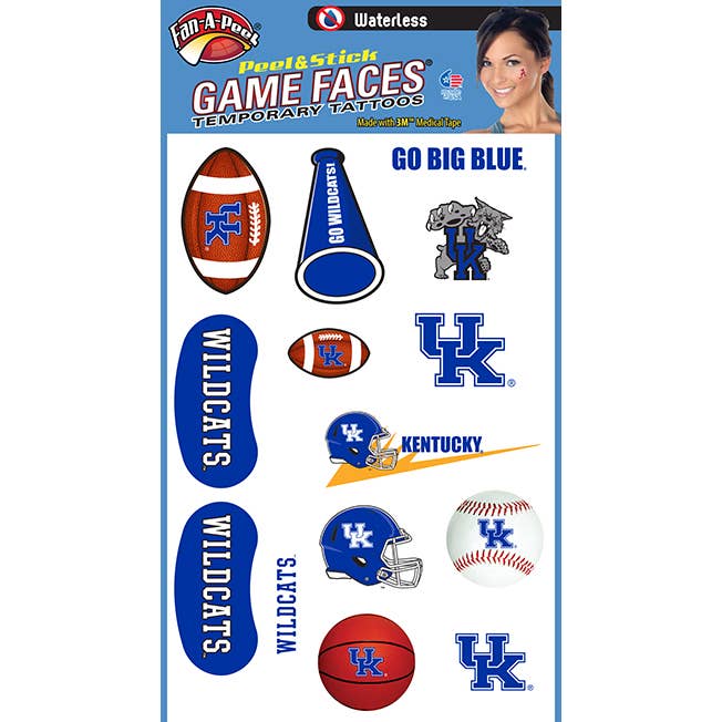 Tatuajes temporales de Kentucky Game Faces® para venta al por mayor de Fanapeel / Gamefaces