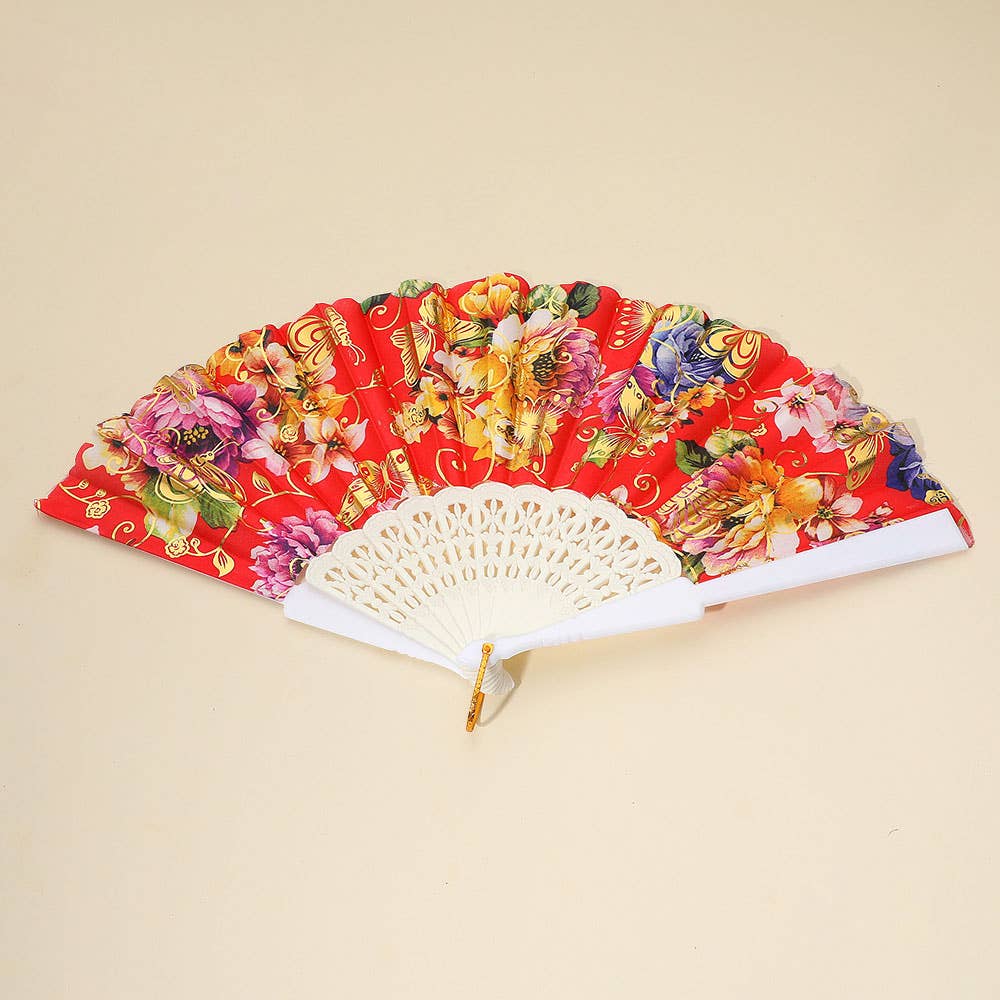 Sensibling Corp. - Wholesale Handheld Folding Fan - 12PCS - Vibrant Floral Pattern Printed Folding Fans3