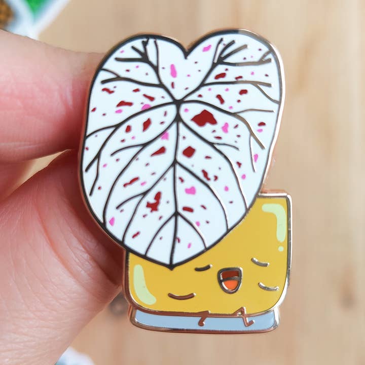 Caladium Cranberry Star Enamel Pin for wholesale by Home by Faith