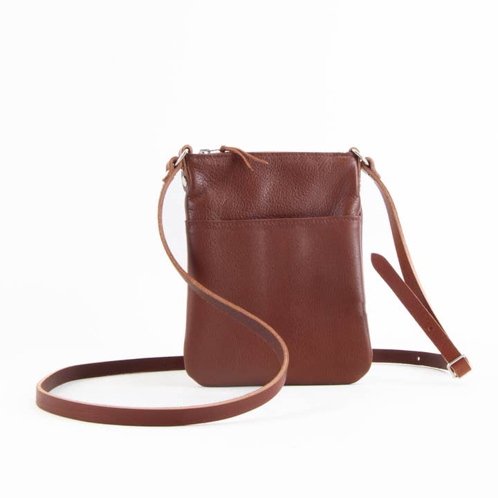 Lightweight Tan Leather Mini Bag for wholesale by TILT//SHIFT Leatherworks