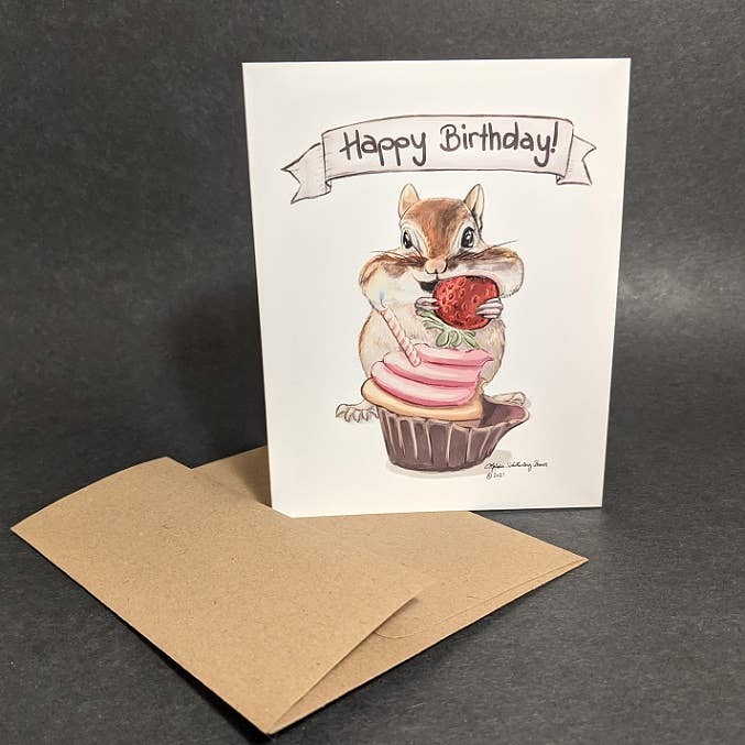 True North Creations – wholesale Birthday card – Chipmunk Birthday Card1