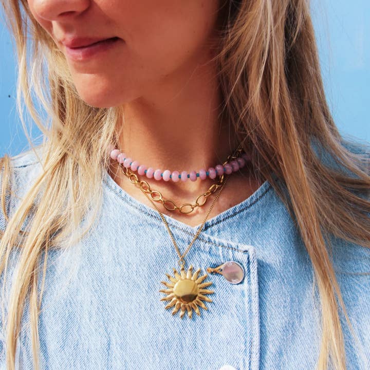 Bazou - Wholesale Pendant/Charm Necklace - Fine link chain with sun charm 'large'2