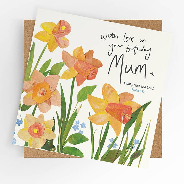 Scripture Mum birthday card, DAFFODILS for wholesale by Under the Willow Tree