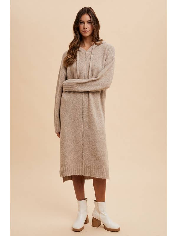 SOFT PINK Loose Fit Hoodie Sweater Dress for wholesale on Faire3