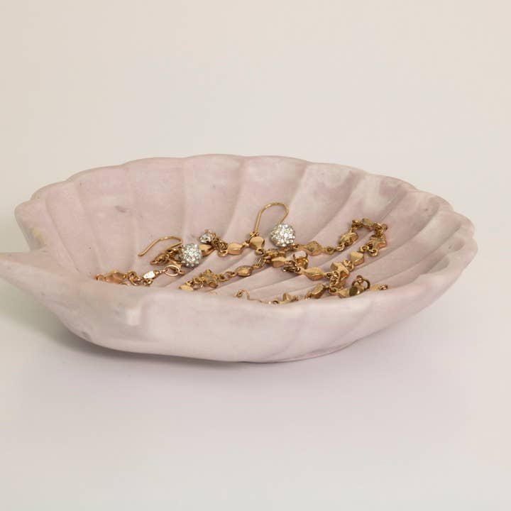 Purple & White Marbled Jesmonite Shell Dish for wholesale by Lunar Living